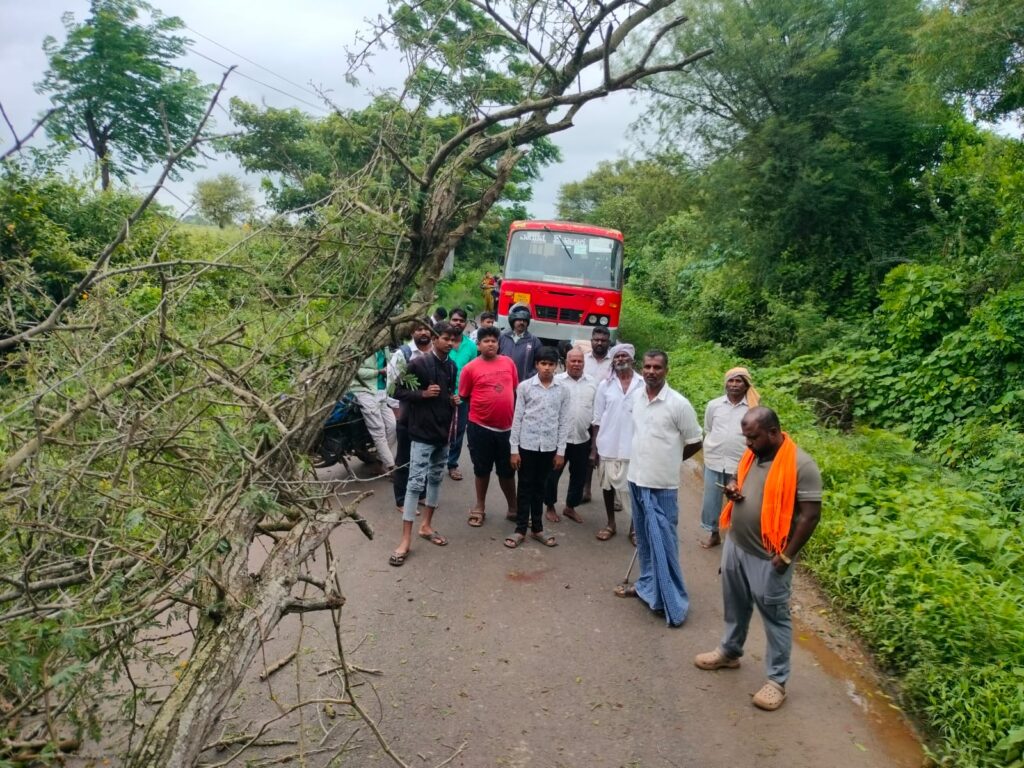 ನವಲಗುಂದ ಕುಂದಗೋಳ ಬನವಾಸಿ ರಾಜ್ಯ ಹೆದ್ದಾರಿ ಮೇಲೆ ಗಿಡ ಬಿದ್ದು ವಾಹನ ಸಂಚಾರ ಅಸ್ತವ್ಯಸ್ತ